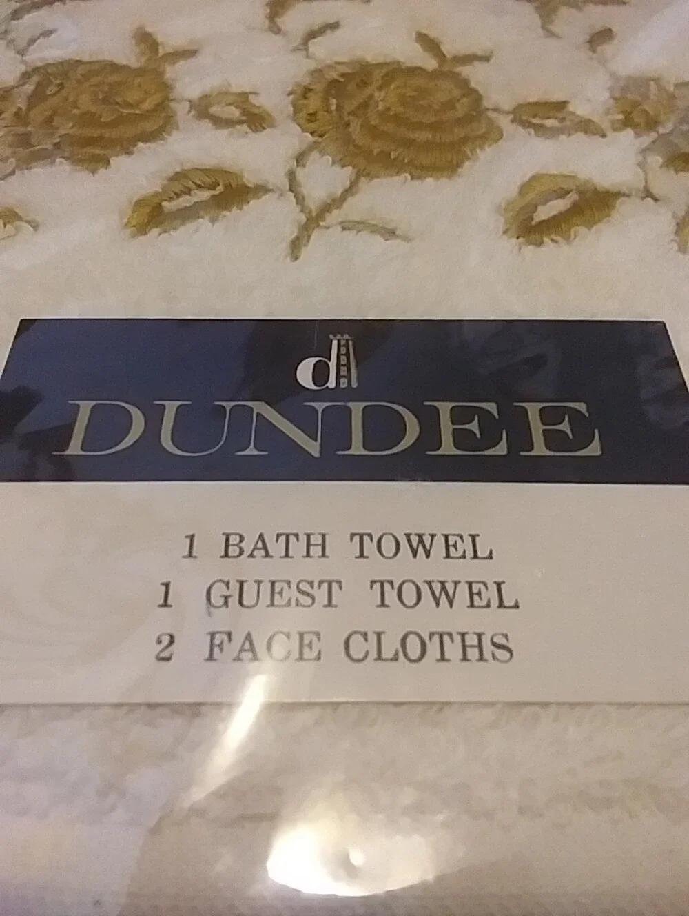 Vintage Dundee 4 Piece Set Golden Rose 100 Percent Cotton MCM